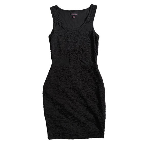 Material Girl - Black bodycon dress with mesh cut outs - Size small - Picture 1 of 4